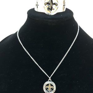 Fleur de Lis Cuff Bracelet and Pendant Necklace